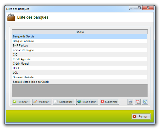 Liste des banques