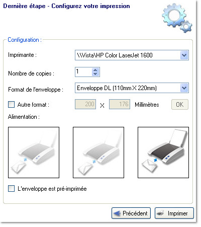 Charger l'enveloppe dans l'imprimante