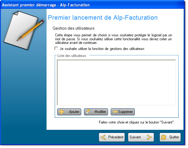 Assistant premier démarrage - Alp-Facturation