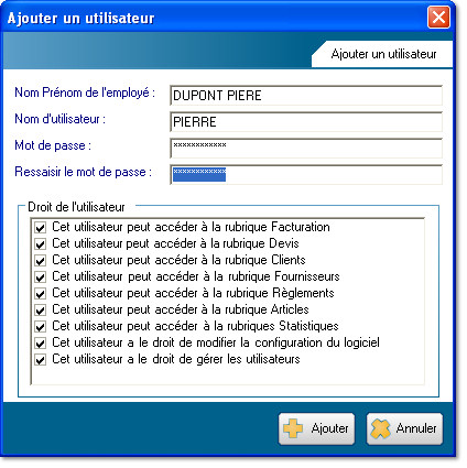 Ajouter un utilisateur