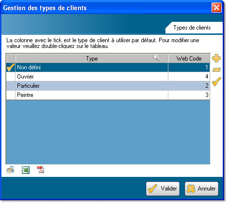 Gestion des types de clients