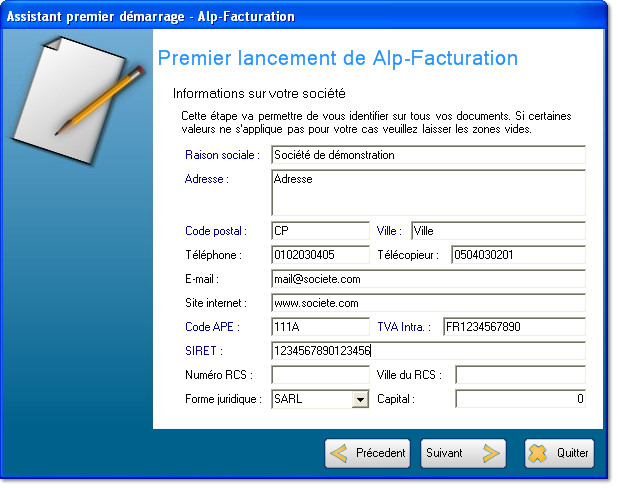 Assistant premier démarrage - Alp-Facturation