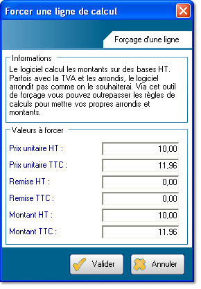 Forcer une ligne de calcul