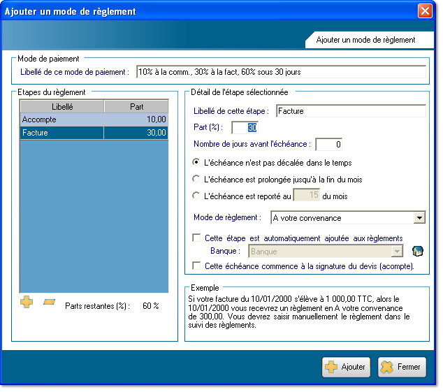 Ajouter un mode de règlement