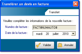 transferer devis en facture