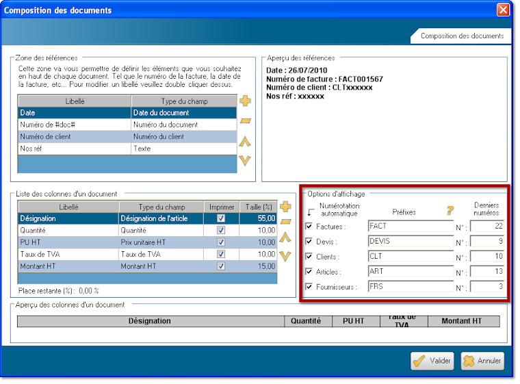 Composition des documents