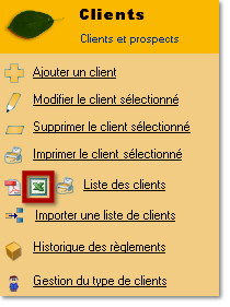 Ecran des clients