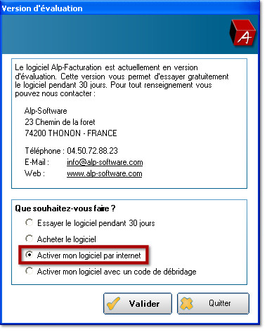Activer mon logiciel par internet
